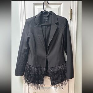 Lucy Paris Black Blazer with Feather Hem